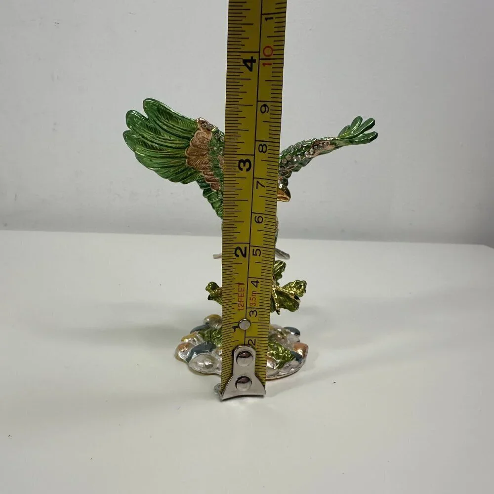 Millwood Pines Austrian Crystal Enamelled American Bauld Eagle Trinket Box